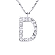 Collier ALPHABET Diamants 0,08 Cts  LETTRE 'D' Or Blanc 18 Carats