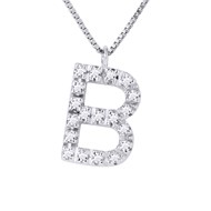 Collier ALPHABET Diamants 0,10 Cts  LETTRE 'B' Or Blanc 18 Carats
