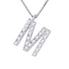 Collier ALPHABET Diamants 0,12 Cts  LETTRE 'M' Or Blanc 18 Carats - vue V1