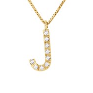 Collier ALPHABET Diamants 0,05 Cts  LETTRE 'J' Or Jaune 18 Carats