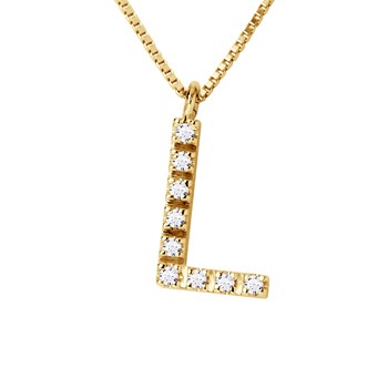 Necklace ALPHABET Diamonds 0,05 Cts LETTRE 'L' 18 Carat Yellow Gold