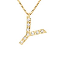 Collier ALPHABET Diamants 0,05 Cts  LETTRE 'Y' Or Jaune 18 Carats