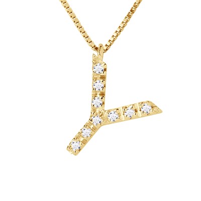 Collier Diamants Lettre Y Or Jaune