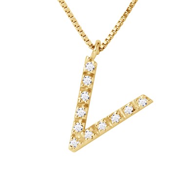 Collier Diamants Lettre V Or Jaune