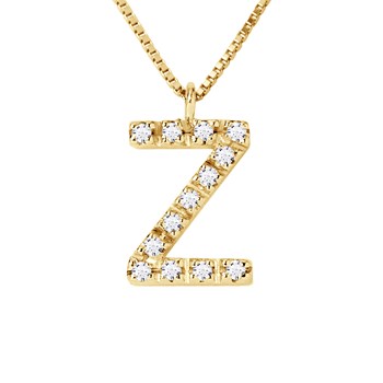 Collier ALPHABET Diamants 0,06 Cts  LETTRE 'Z' Or Jaune 18 Carats