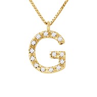 Collier ALPHABET Diamants 0,07 Cts  LETTRE 'G' Or Jaune 18 Carats