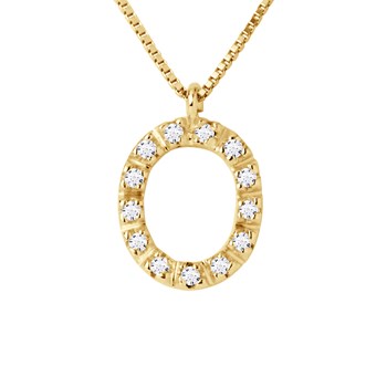 Necklace ALPHABET Diamonds 0,07 Cts LETTRE 'O' 18 Carat Yellow Gold