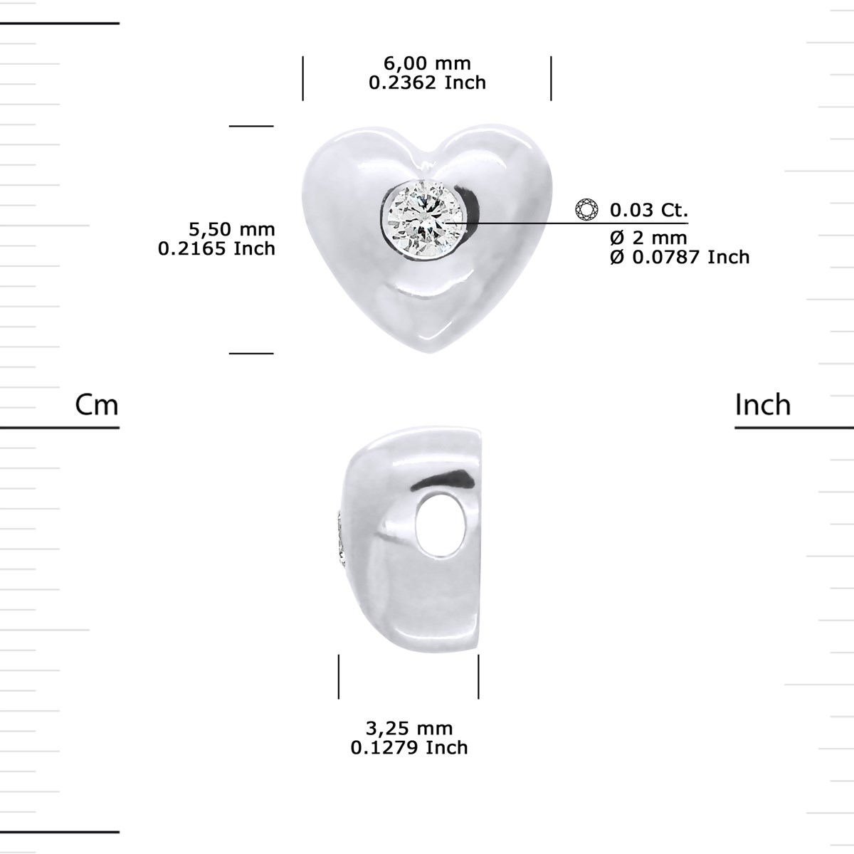 Bracelet COEUR Diamant 0,030 Cts Nylon Transparent Argent 925 - vue 3