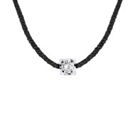 Collier Lien Nylon torsadé NOIR - Véritable Diamant