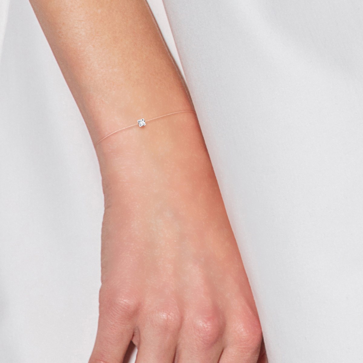 Bracelet Solitaire Diamant 0,030 Cts Nylon Transparent Argent 925 - vue 4