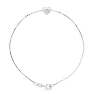 Bracelet Chaîne avec Coeur Diamant Naturel 0,030 Cts Argent 925