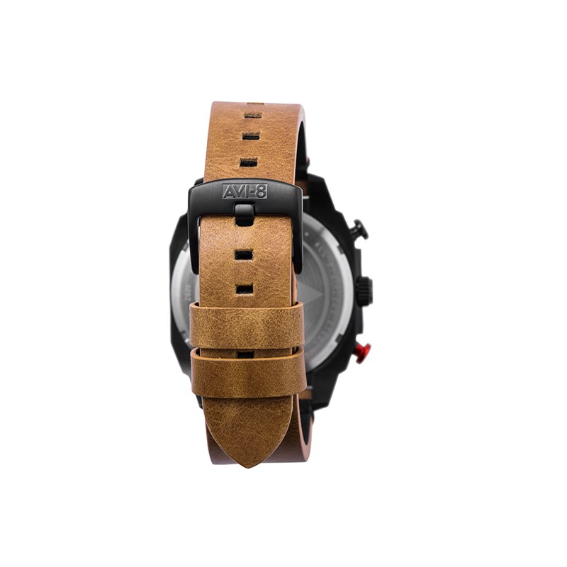 Montre homme quartz japonais chronographe AVI-8 - Bracelet cuir véritable de vachette - Date - vue 4