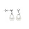 Boucles d'Oreilles Pendantes Perles de Culture Blanches et Argent 925 - vue V1