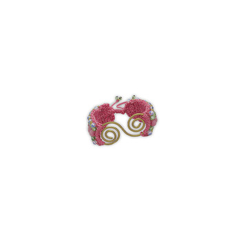 Bracelet rose en coton Spirale dorée et Perles Jade, Opale et Verre