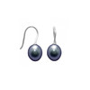 Boucles d'Oreilles Femme à crochets Perles de Culture Noires et Argent 925/1000 - vue V1