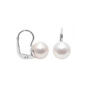 Boucles d'Oreilles Femme Dormeuses Perles de Culture Blanches et Argent 925/1000