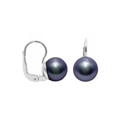 Boucles d'Oreilles Perles de Culture Noires et Argent 925