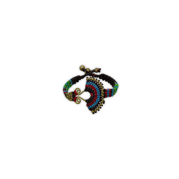 Bracelet Ethnique Marron Perles et Métal Doré