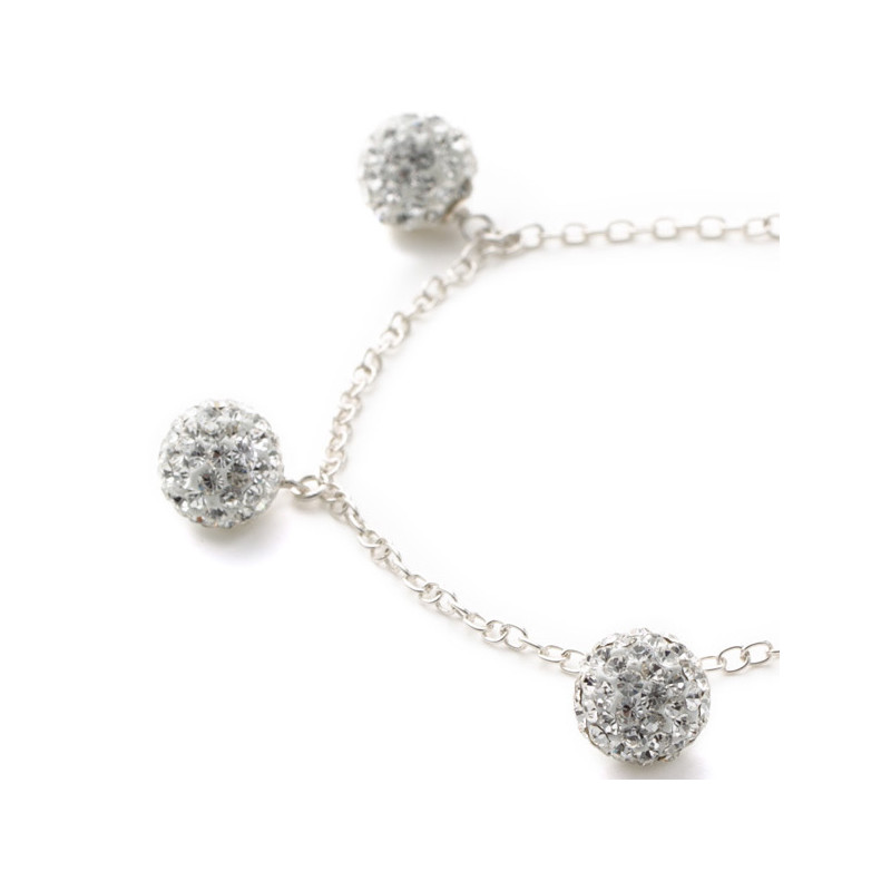 Bracelet Perles en Cristal Blanc et Argent 925 - vue 3