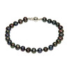 Bracelet Femme Perles de culture d'eau douce Noires et Fermoir Argent 925 - vue V2