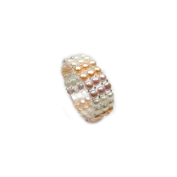 Bracelet Femme Stretch 3 rangs Perles de culture d'eau douce Multicolor