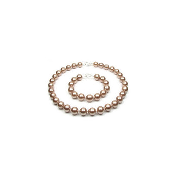 Parure Femme Collier et Bracelet Perles SSS Bronze et Argent 925/1000