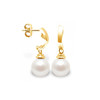 Boucles d'Oreilles Pendantes Perles de Culture Blanches et or jaune 375/1000 - vue V1