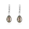 Boucles d'Oreilles pendantes Femme en argent 925/1000 et Perles de culture d'eau douce noires - vue V1