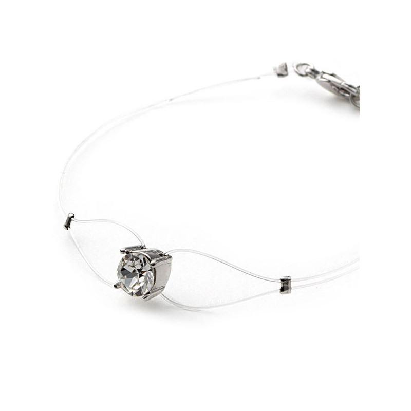 Bracelet Invisible orné de cristaux de Swarovski Blanc - vue 2