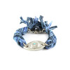 Ettika - Bracelet Oeil en Argent et Coton Rubans Tressés Bleu et Noir - vue V1