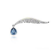 Broche Plume de Paon en Cristal Swarovski Elements Bleu