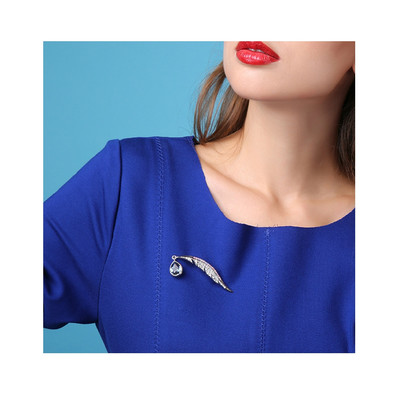 Broche Plume de Paon en Cristal Swarovski Elements Bleu - vue V3