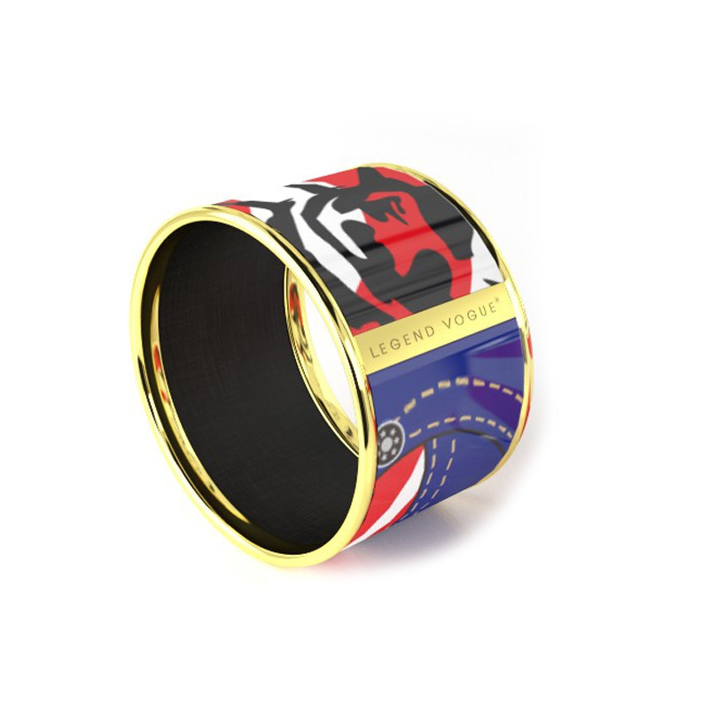 Legend Vogue - Bracelet Bangle Or Jaune Exotic Romance USA Bleu Blanc Rouge