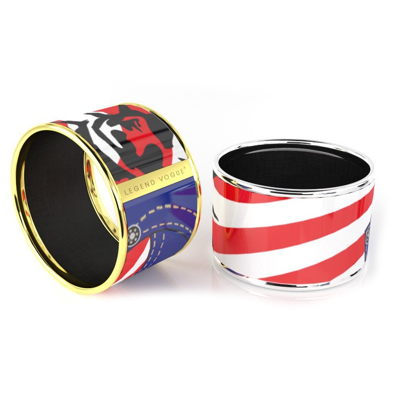 Legend Vogue - Bracelet Bangle Or Jaune Exotic Romance USA Bleu Blanc Rouge - vue 2