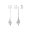 Boucles d'Oreilles en Argent 925 Perles de culture blanches et Cristal Blanc - vue V1