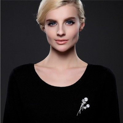 Broche Femme Libellule Perle et Cristal de Swarovski Element Blanc Plaqué Rhodium - vue V3