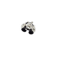 Bracelet Manchette Noir et Fleurs en Perles Blanches