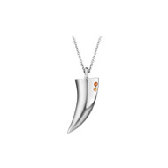Pendentif Dent de Requin orné de cristal de Swarovski Orange et Plaqué Rhodium