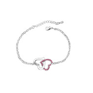 Bracelet Coeurs entrelacés orné de Cristal rose de Swarovski