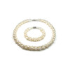 Parure Femme Collier et Bracelet en Perles de culture d'eau douce Blanches Torsadées - vue V1