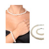 Parure Femme Collier et Bracelet en Perles de culture d'eau douce Blanches Torsadées - vue V2