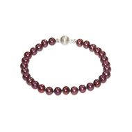 Bracelet Femme Perles de culture d'eau douce Rouge Cranberry et Fermoir en Argent 925