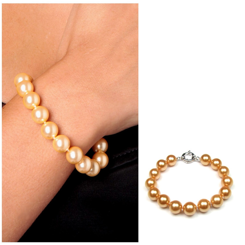Bracelet Femme Perles SSS 10 mm couleur Or et Argent 925/1000 - vue 2