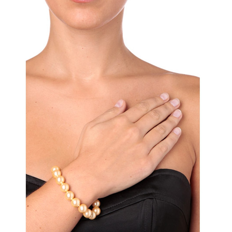 Bracelet Femme Perles SSS 10 mm couleur Or et Argent 925/1000 - vue 3