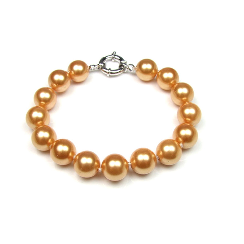 Parure Femme Collier et Bracelet Perles SSS 10 mm couleur Or et Argent 925 - vue 2