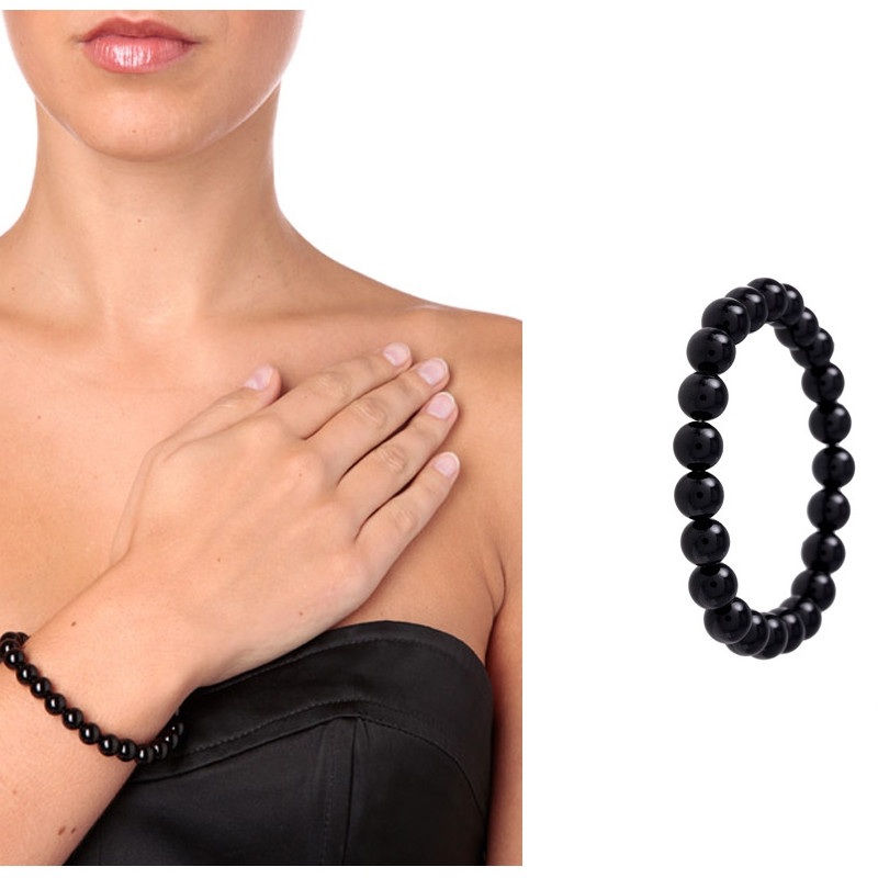 Bracelet Stretch en Perles Onyx Noires - vue 2