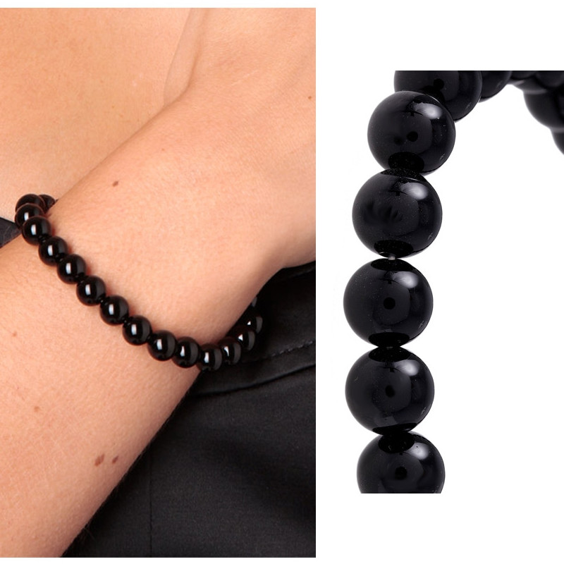 Bracelet Stretch en Perles Onyx Noires - vue 3