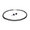 Parure Collier et Boucles d'Oreilles Perles de culture Noir et Argent 925 - vue V1