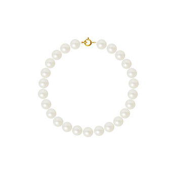 Bracelet Femme Perles de culture d'eau douce Blanches AA et Fermoir Or jaune 750/1000