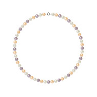 Collier ras du cou Femme Perles de culture d'eau douce Multicolores AA et Fermoir Or Blanc 750/1000